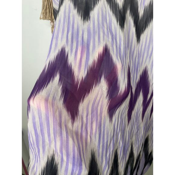 NWT Calypso St Barth Purple Silk Chevron Kaftan Dress Large Beach Cruisewear - Picture 4 of 8